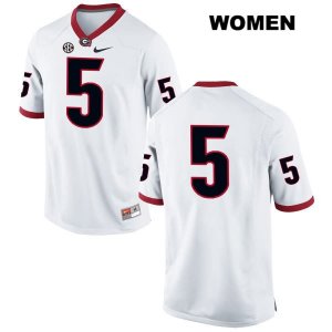 Women's Georgia Bulldogs NCAA #5 Terry Godwin Nike Stitched White Authentic No Name College Football Jersey DJO7154WV
